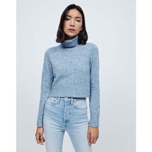 Re/Done 60’s Slim Turtleneck in Blue “Donegal Sky” Size Small